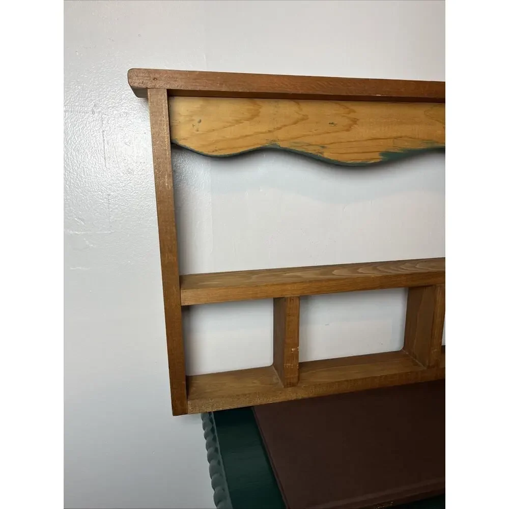 Vintage 1990's Wooden Wall Shelf Hand Painted Floral Design Knickknack 22''x16''